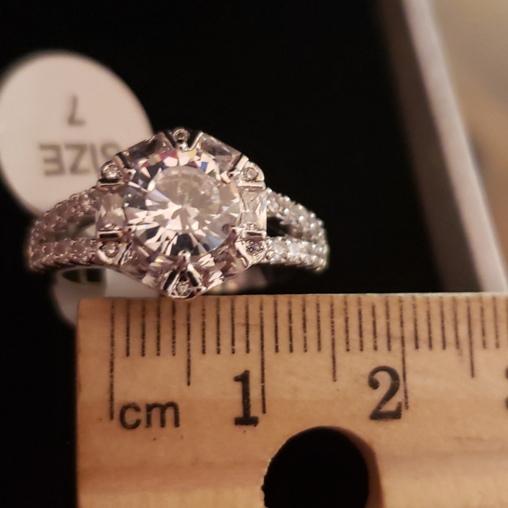 Ring 18kt white gold plated brass size 7 - Picture 4 of 14